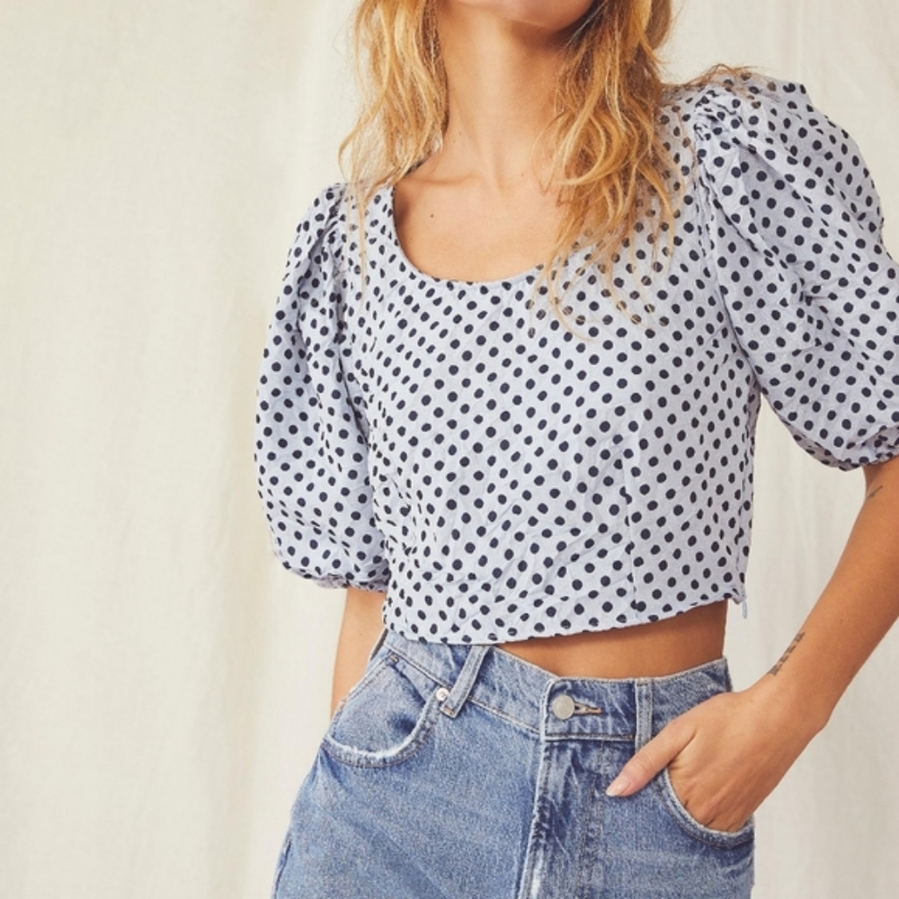 NWT Free People Polka Dot Puff Sleeve Top